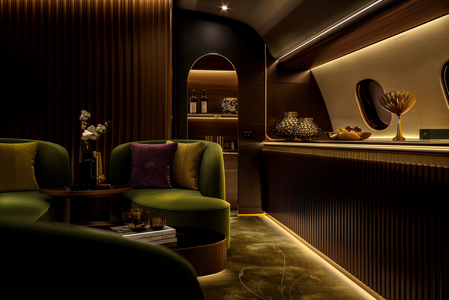 Lie Alonso Dynasty - Private Jet Luxury Interior Design - Exoticism and the Ancient Future